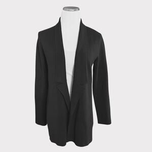 EILEEN FISHER Black Cardigan Silk Organic Cotton Open Front Sweater Womens S